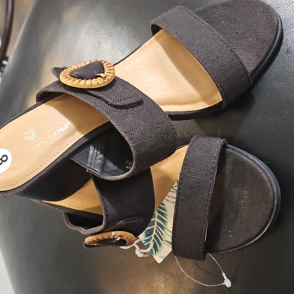 NWT Tommy Bahama Tonia Navy Blue Canvas Block Heel Sandals 8 - Picture 9 of 12